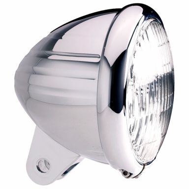 Headlight w/ Horizontal Grooves - 4-1/2" Polished Aluminum Standard Bullet Housing