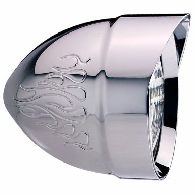 4-1/2" Headlight Housing - Mariah Bullet Flames - Street Rod - Polished (pair)