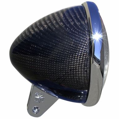 Carbon Fiber Headlight - 5-3/4" Standard Bullet Housing - Chrome Ring