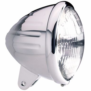 Headlight w/ Horizontal Grooves - 5-3/4" Polished Aluminum Standard Bullet Housing