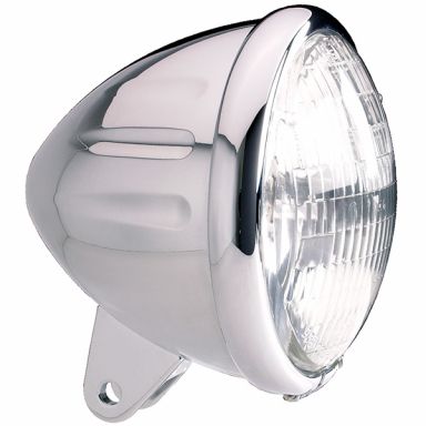 Headlight w/ Viking-6 Grooves - 5-3/4" Chrome Standard Bullet Housing
