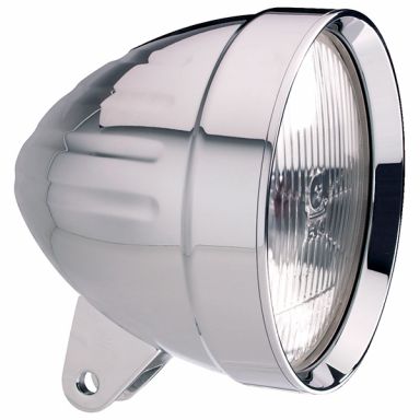 5-3/4" TRADEWINDS Headlight Housing - Bradley Bullet Horizontal Grooves - Chrome