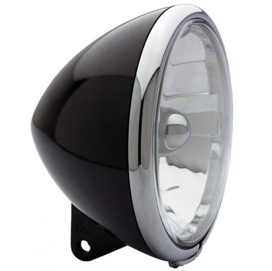 Headlight - 7" Black & Chrome Tomahawk Housing
