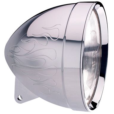 7" Flames Polished Aluminum Bradley Bullet Headlight Housing