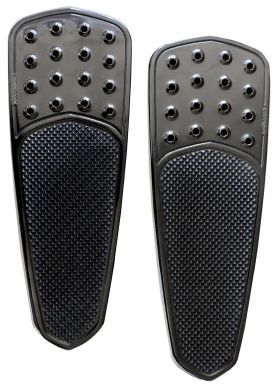 "Knurled Drilled Teardrop" Front Floor Boards (H-D, Black Finish)