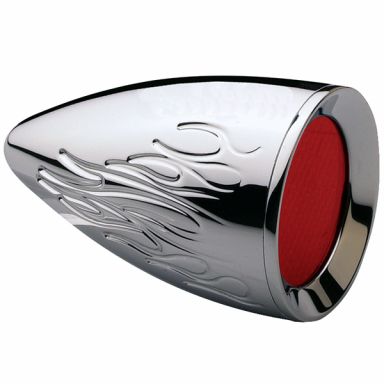2" Turn Signal - Concours Rocket Flames - FL Rear - Polished (pair)
