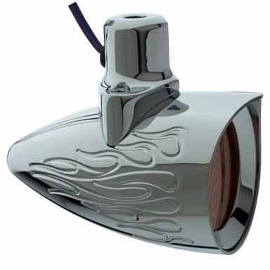 POLISHED ALUMINUM - FRONT - 1157 - FLAMES - 2" Vampire Rocket Turn Signal - FL (pair)
