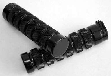 "Knurled Notched" GRIPS, Fly-by-Wire, 2008-Up FLH ONLY (Black Finish)