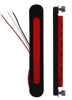 Oval LED Bag Lights with Red (Black Finish)