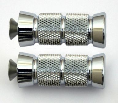 KNURLED GROOVED, TOE PEGS, PAIR (Chrome)