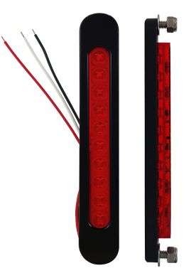 Oval LED Bag Lights with Red (Gloss Black Finish)
