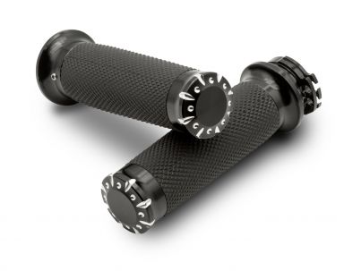 "Knurled Rubber" Grips, 82-17 HD Models Dual Cable (Night Series Finish)
