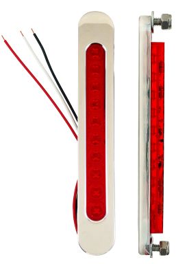 Oval LED Bag Lights with Red (Chrome Finish)