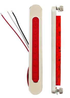 Oval LED Bag Lights with Red (Machined Finish)