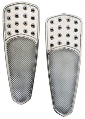 "Knurled Drilled Teardrop" Front Floor Boards (H-D, Chrome Finish)